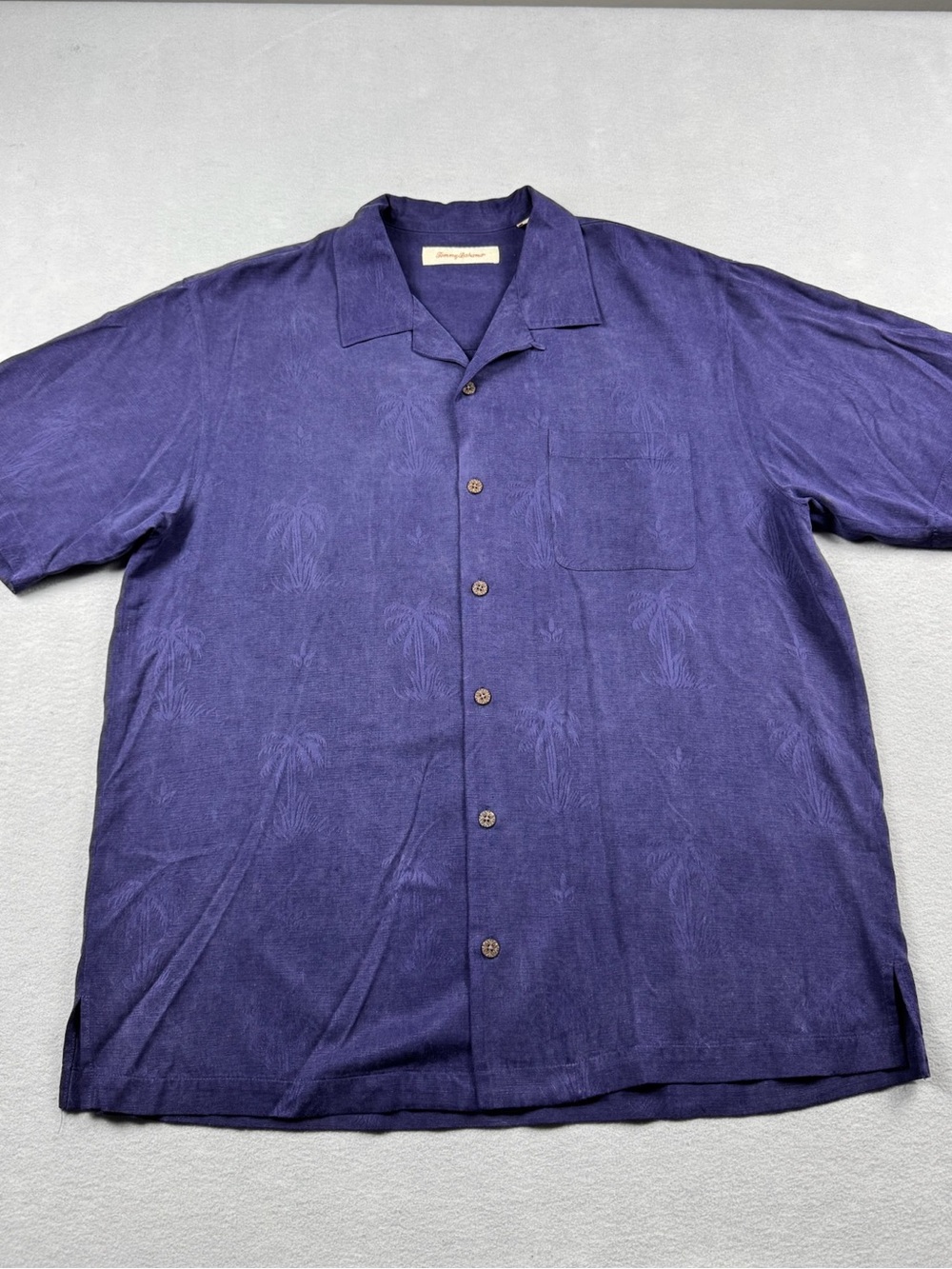Tommy Bahama Silk Hawaiian Camp Shirt Men's Large Blue Short Sleeve Tropical